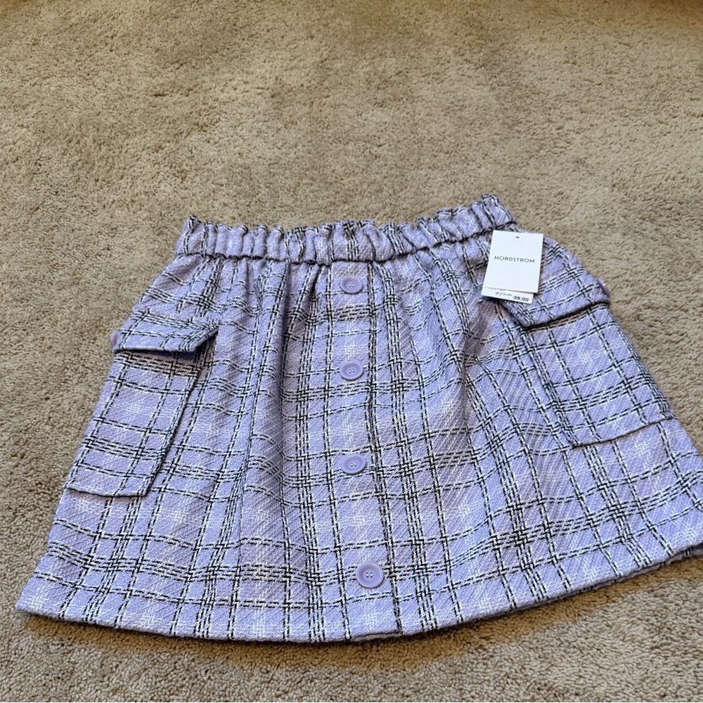 NORDSTROM Plaid Purple Skirt with Pockets Girl XL or Women S